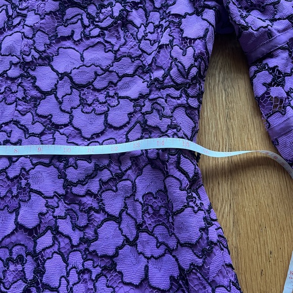 Lela Rose Women's Corded Lace Flounce Sleeve Dress Size 12 Lavender - Picture 6 of 14